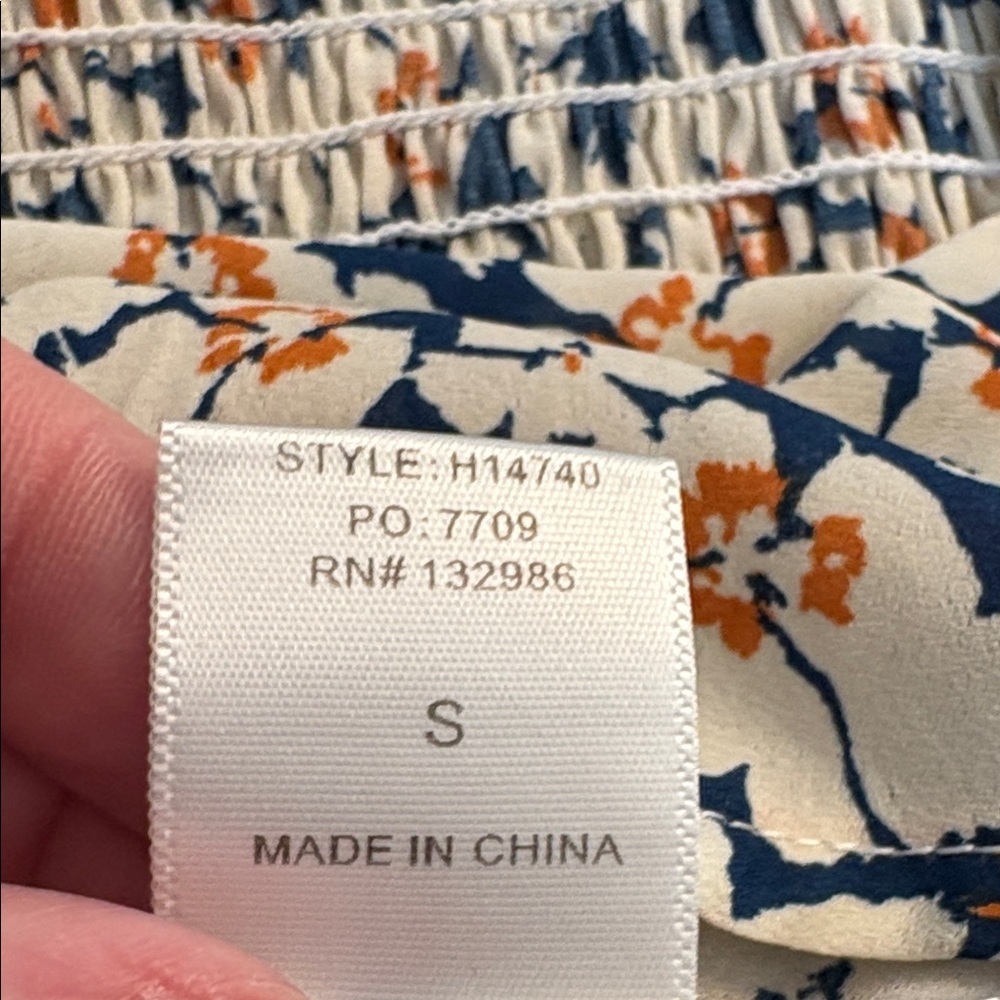 Mittoshop Navy and Orange Floral Blouse small - Picture 7 of 7